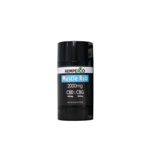 Hempexco CBD Balm shown in black roll up container with black label