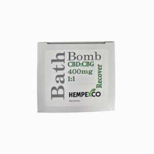 CBD Bath Bomb for sore muscles shown in a white box