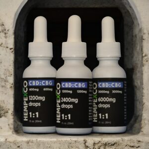 CBG Oil Tincture in a white glass bottle with a black label. Also used for CBD for pain relief