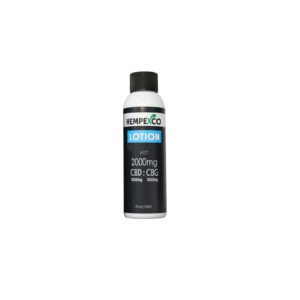 Hempexco's CBD Lotion for pain shown in a white bottle with a black label. Shown in article Benefits of CBD Topicals and CBD Lotion better than CBD soap