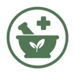 Mortar and Pestle in circle with green cross icon for why choose hempexco section
