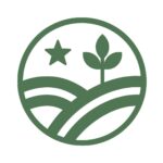 Seedling icon with a star and stripes all in green