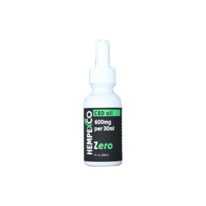THC free CBD oil in a white bottle with a black label