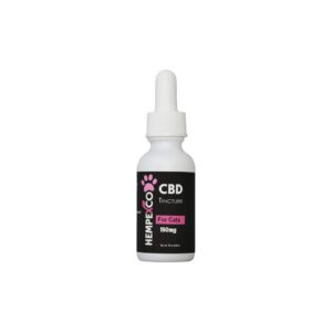 Hempexco CBD for Cats 150mg shown in a white bottle with a black and pink label