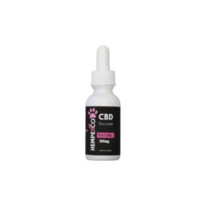 Hempexco CBD for Cats shown in a white bottle with Pink and Black Label