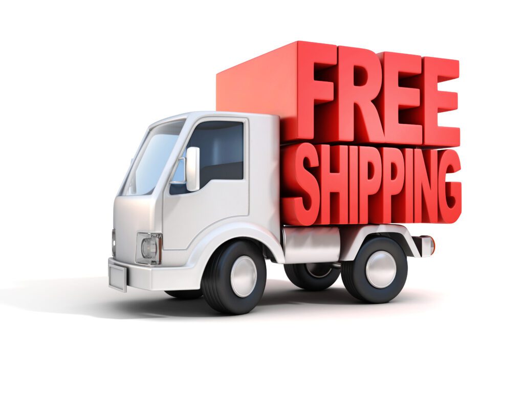 Free Shipping letters on a truck for shipping policy page
