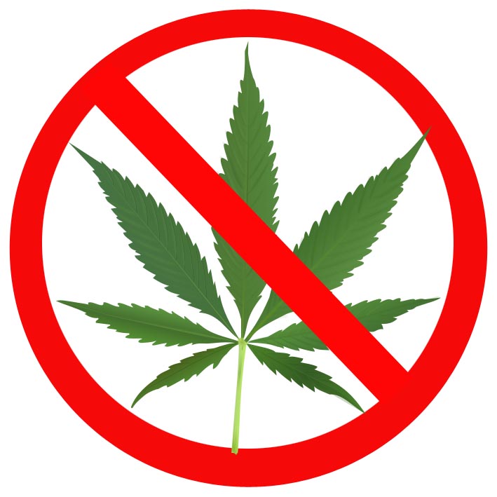 Ohio Hemp Ban Image of a cannabis leaf in a red circle